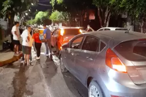 Choque en cadena en el casco cntrico