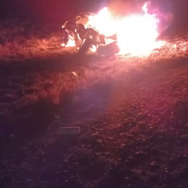 Un vehículo se prendió fuego en la Ruta Nacional N° 38