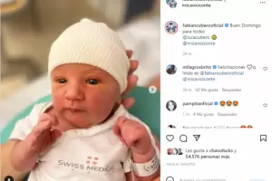 Mica y Cubero compartieron una nueva imagen con la carita de Luca: Buen domingo para todos