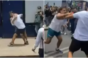 Un profesor se agarr� a los golpes con uno de sus alumnos a la salida del colegio