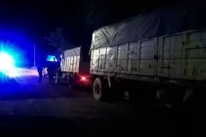 Por una mala maniobra, termin con el camin en la banquina