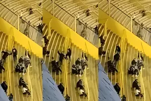 Los gestos racistas de un hincha de Boca hacia la tribuna de Corinthians