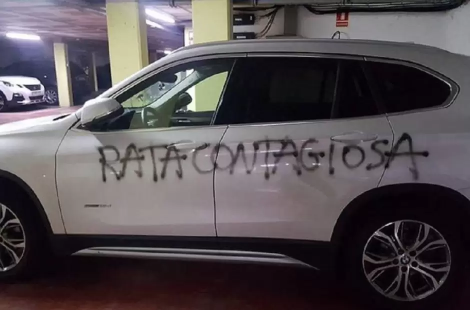 "Rata contagiosa", el terrible lamentable que pintaron en el auto de una doctora
