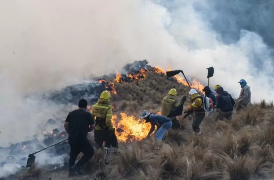 El viento complic� la tarea de los bomberos.