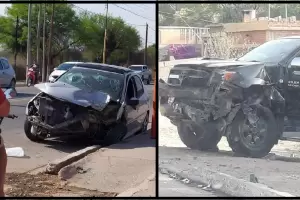 Violento choque frontal entre un auto y una camioneta