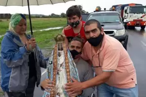 La Imagen de la Virgen del Valle fue al encuentro del peregrino Ren� Barrionuevo