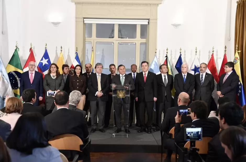 El Grupo de Lima tras una reunin celebrada en Ottawa, Canad.