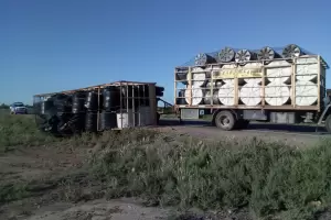 Volc el acoplado de un camin en la Ruta 60