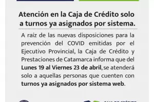 La Caja de Crdito atender solo a personas que cuenten con turnos ya asignados