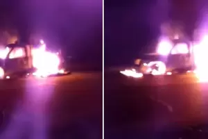 Una ambulancia sufri daos totales tras incendiarse en plena ruta