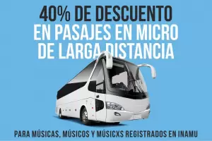 Anuncian 40% de descuento en viajes de larga distancia para msicos