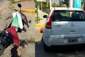 Una moto y un auto protagonizaron un choque en la zona este