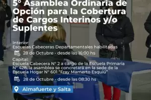 Convocan a la 5 Asamblea Ordinaria de opcin para la cobertura de cargos