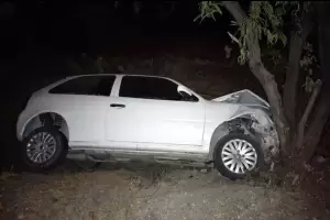 Se durmi y termin chocando con un cartel, un poste de energa y un rbol