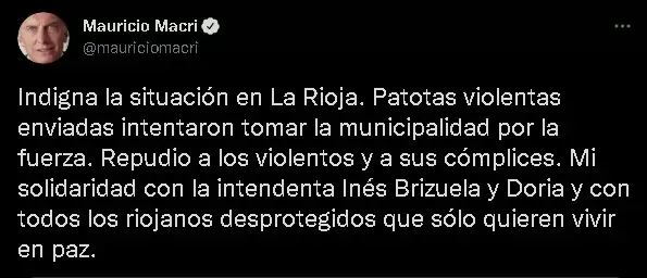 twit de Macri