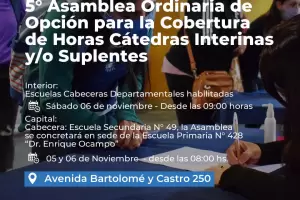 Nueva asamblea para la cobertura de horas ctedra de secundaria