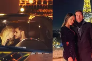 A lo Leo y Antonella: Wanda y Mauro eligieron el negro y posaron enamorados frente a la Torre Eiffel