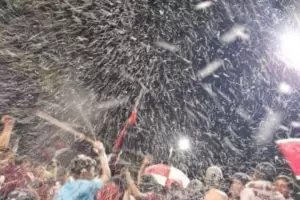 Las imgenes del festejo de los hinchas de River en la Plaza 25 de Mayo