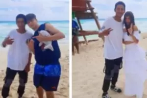 Las postales del viaje a Mxico de Mara Becerra y Rusherking: fotos individuales, pero en el mismo lugar