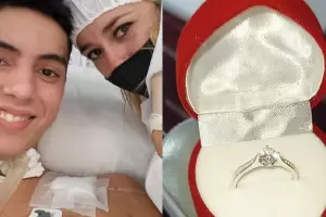 Sobrevivi a un balazo en la nuca y le propuso casamiento a su novia en una caja de milanesas