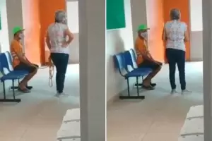 VIDEO: una mujer llev� a su marido atado del cuello a vacunarse