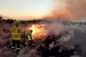 Catamarqueos luchan contra los incendios en Corrientes