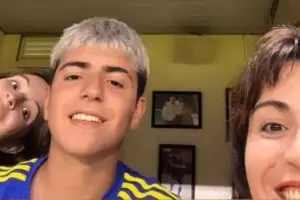 Gianinna fue con Dalma y Benjamn al palco de la polmica en la Bombonera