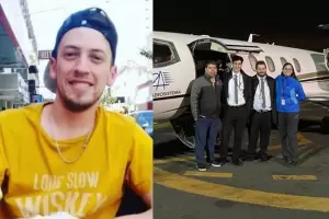 Luego de la espera, lleg al pas en un avin sanitario uno de los argentinos atropellados por un patrullero en Mxico