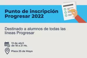 Punto de inscripci�n Progresar 2022 en plaza 25 de Mayo