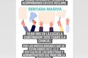 IES "Jos Cubas": convocan a una sentada y alertan por la jubilacin del rector