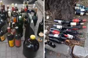 Dej en la vereda todas las botellas de vino y whisky de su marido y los vecinos se las llevaron