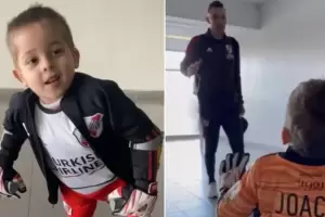 Tiene cinco aos, padece espina bfida y cumpli el sueo de conocer a Franco Armani antes de ser operado