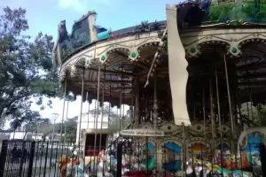 Viento zonda: cada de rboles, carteles y hasta la calesita de la Alameda result daada