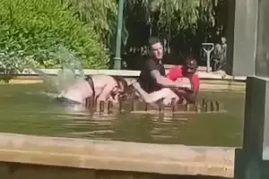 Brutal ataque: Intentaron ahogar a una mujer en una fuente y dos transentes lo impidieron