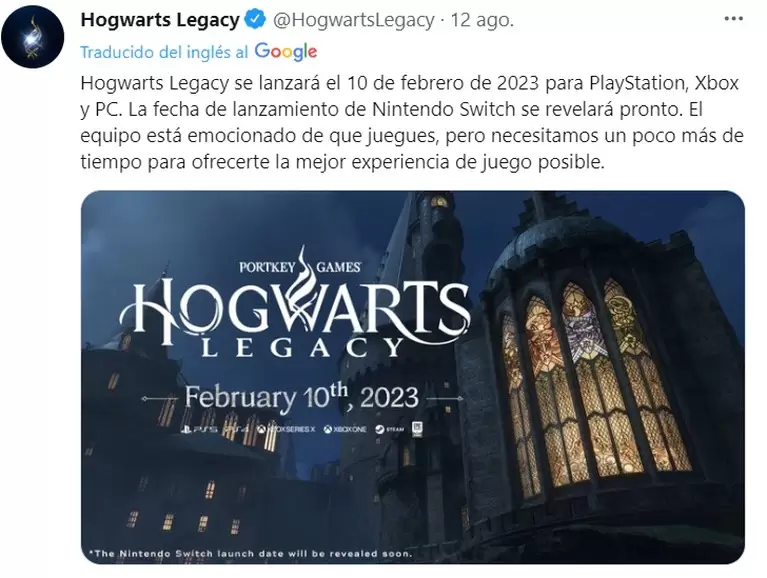 Hogwarts Legacy para Switch anuncia su fecha de lanzamiento