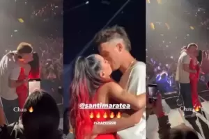 Lali Espsito cumpli su promesa y bes a Santiago Maratea en pleno show