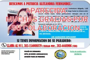 Apareci la joven que era intensamente buscada