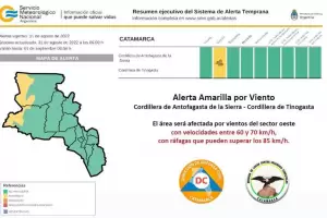 Alerta amarilla por vientos fuertes para el Oeste