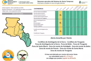 Alerta amarilla por vientos fuertes para el Oeste provincial