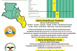 Alerta amarilla por tormentas y nevada