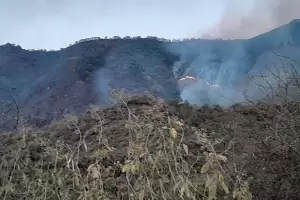 Incendio en Las Higuerillas: brigadistas trabajan en la serrana para combatirlo