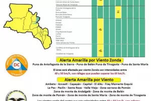 Alerta por vientos intensos y zonda para toda la provincia