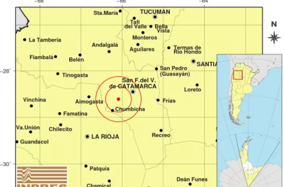 El epicentro segn el INPRES