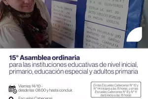 Anunciaron la 15 asamblea ordinaria para los niveles inicial, primario, educacin especial y adultos primaria
