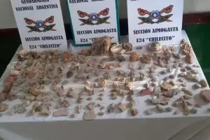 Secuestraron 543 piedras rodocrositas y un mortero completo de pieda