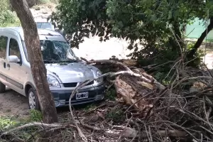 El viento provoc daos en La Puerta: un vehculo se vio afectado