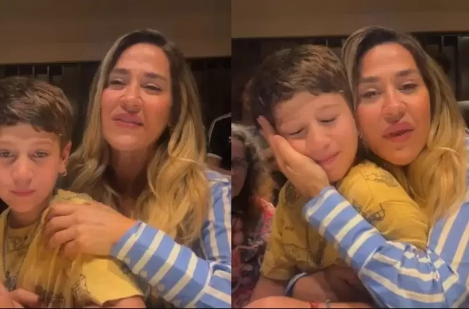 Jimena Bar�n y su hijo Momo.