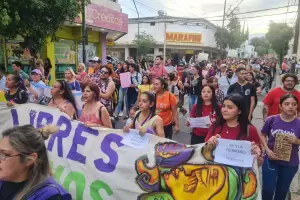 Una multitud march en el Da de la Eliminacin de la Violencia contra la Mujer