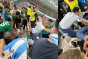 En medio del festejo tras el triunfo de Argentina, hinchas argentinos y mexicanos se pelearon a trompadas