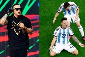 El festejo de Daddy Yankee tras el penal de Lautaro Martnez que le dio el pase a semifinales a la Seleccin